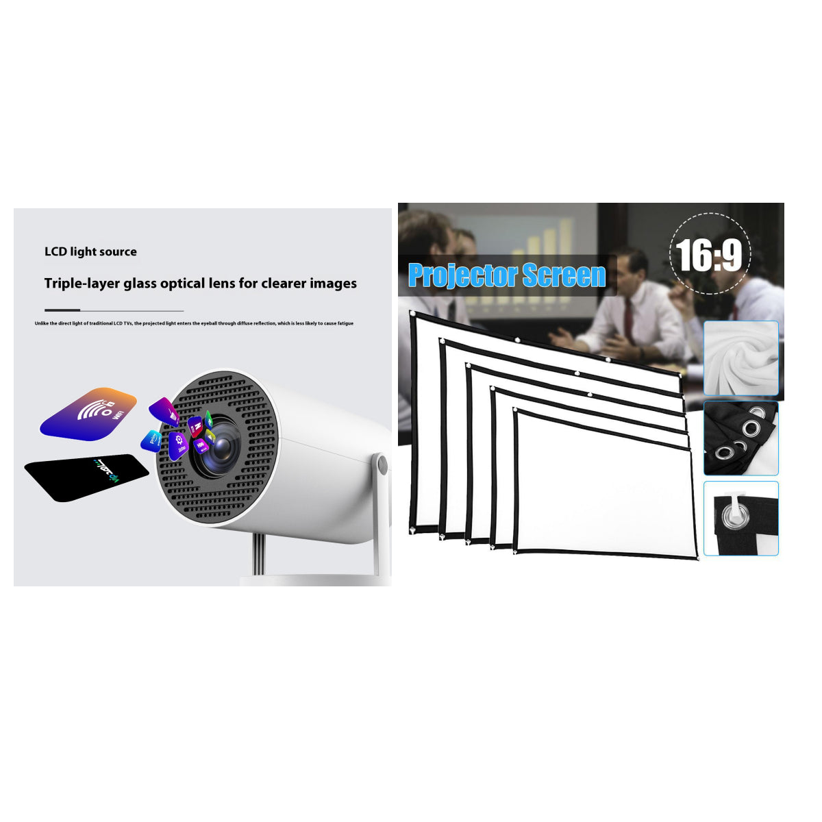 180 Degrees Projection Video Projector